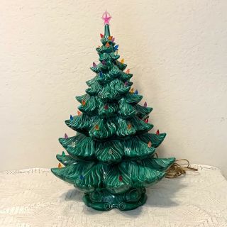 Vintage Ceramic Christmas Tree 23 " Atlantic Mold 4 Piece Lighted
