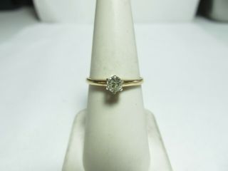 Vintage 14k Solid Gold Engagement Ring W/ Old European Natural Diamond.  25