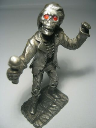 Pewter Skeleton Band Singer Red Eyes Figurine