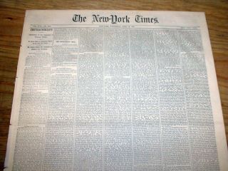 1868 Ny Times Headline Newspaper President Andrew Johnson Impeachment Trial