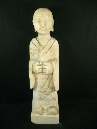 Vintage Japanese Jizo Bosatsu Buddhist Monk Figurine Statue Solid Marble Stone