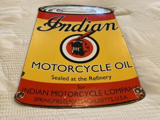 Vintage Indian Motorcycles Porcelain Motor Oil Can Sign,  Gas Station,  Pump Plate