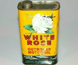 Vintage White Rose Motor Oil Metal Can Canada Metal Outboard Tin Can (bin M32)