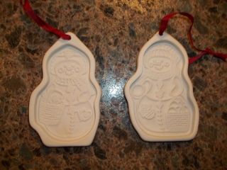 1999 Longaberger Pottery Snow Friends Cookie Mold Series Ornaments