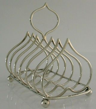 English Solid Sterling Silver Six Slice Toast Rack Love Hearts 1901 138g
