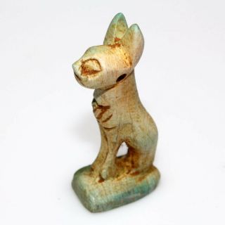 Intact Medieval Egyptian Glaze Amulet Pendant Cat Circa 1400 Ad