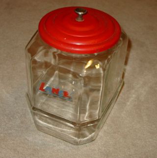 Vintage Lance Glass Cracker Cookie Candy Store Display Jar W/ Lid All