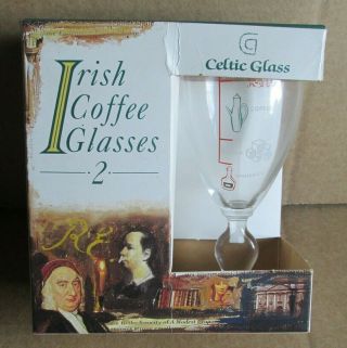 2 Irish Coffee Glasses - Celtic Glass With Recipe On Glass,  Iob,  Made In Dublin