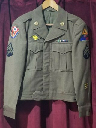Wwii Ww2 Us Army Ike Jacket With Patches Size 34s
