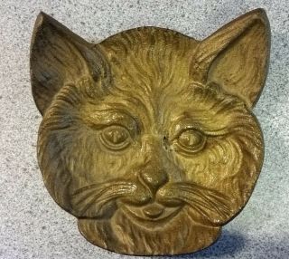 Vintage Detailed Brass Cat Head Pin Change Tray Ashtray Paperweight Numbered