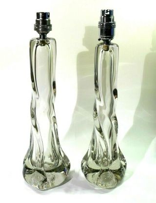 Vintage Strathearn Clear Glass Spiral Twist Table Lamps C 1960.