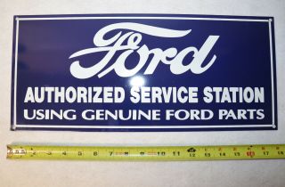 Vintage Ford Authorized Service Station Porcelain Sign Gas Oil Dealer Sales Part