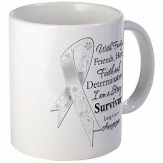 11oz Mug Lung Cancer Strong Survivor - White Ceramic Coffee Cup