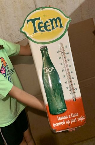 Vintage Teem Lemon Lime Soda Advertising Thermometer Donasco