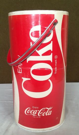 Vintage Enjoy Coke Coca Cola Thermo Serv Ice Bucket Cooler Large Read