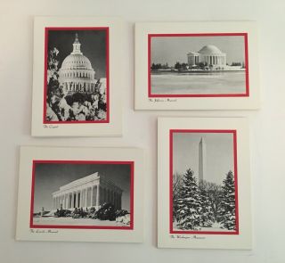 Washington Dc 16 Vintage Photo Christmas Cards Winter Capitol Monuments Lincoln