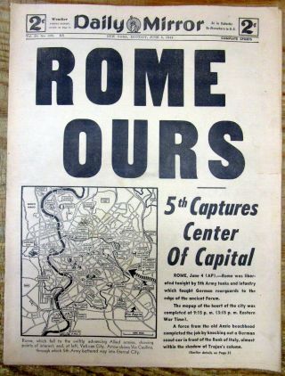 Best 1944 Ww Ii Display Headline Newspaper Allies Capture Rome Italy Frm Germany