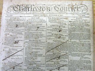 1815 Charleston South Carolina Newspaper W Of Slaves Ad Containing Names,
