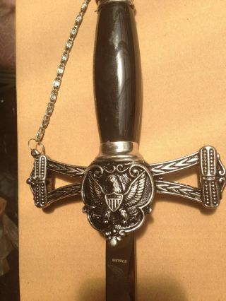 37 " Templar Sword Of St.  John In Black Handle " Engraved With Your Wording "