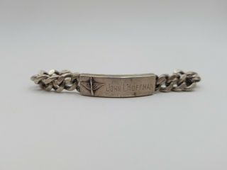 Wwii Heavy Vintage Ww2 Us Air Force Army Sterling Silver Name & Sn Id Bracelet
