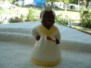 Vintage Black Americana " Mammy " Aunt Jemima Yellow Ceramic Single Salt Shaker