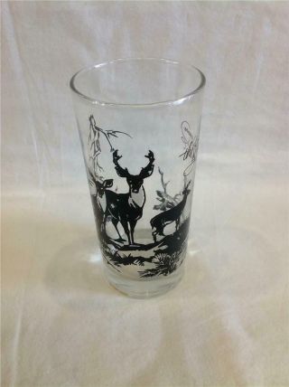 " The Sportsman " Glass Tumbler Highball Vintage Glassware Deer Buck Hunting