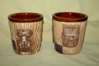 Tiki Mugs - Set Of 2 - Omc Japan - Tan/brown