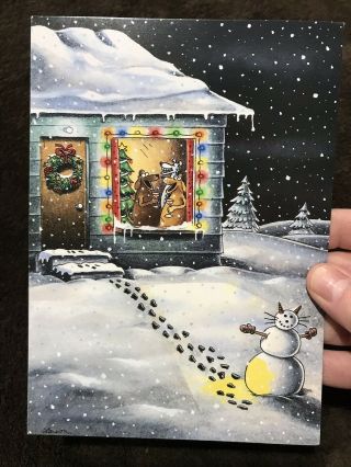 The Far Side Gary Larson Vintage Christmas Cards Dogs Peeing On Cat Snowman 1991