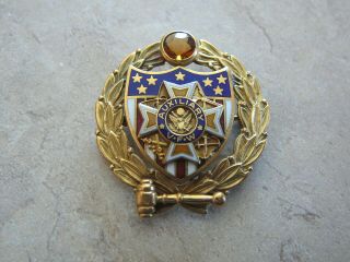 Vfw Veterans Foreign Wars Auxilary 10k Gold Presidents Pin & Jewel Balfour Ex