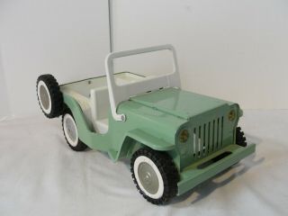 Vintage Tonka Jeep With Spare Tire And Hitch - Repainted