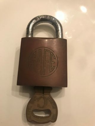 Vintage Safe Lock Padlock With Curtis Key Cleveland Ohio