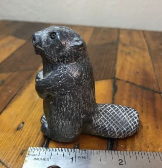 Vintage Wolf Sculptures Hand Carved Soap Stone Beaver
