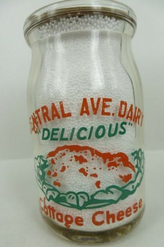 1936 Phoenix Arizona Central Avenue Dairy 2 Color Acl Cottage Cheese Bottle