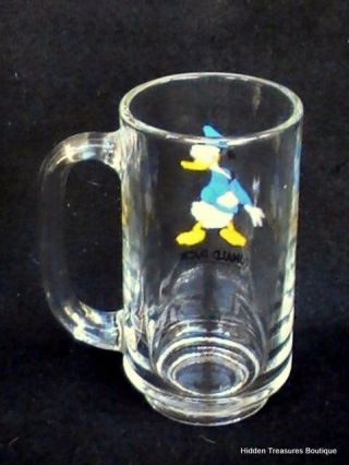 Vintage 1970 ' s Walt Disney ' s Clear Glass Donald Duck Mug/Stein 3