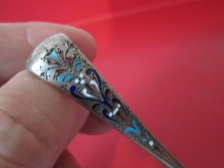 Antique 1890s RUSSIAN 88 SILVER & ENAMELED SUGAR TONGS - MOSCOW - Old Patina 2