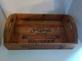 Vintage Jack Daniels Whiskey Wooden Serving Tray Caddie In