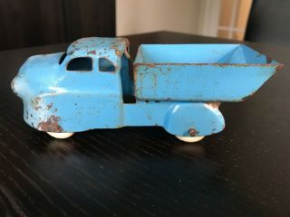 Vintage Wyandotte Blue Dump Truck Sharknose,  6 inches long,  Toy Made in USA 3