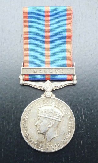 British General Service Full Size Medal Malaya Bar George Vi Singapore Police