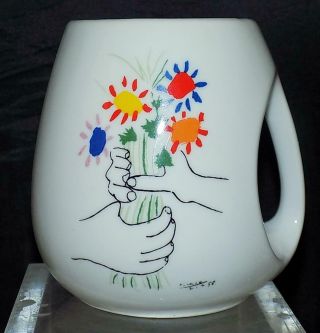 Unique Picasso Bouquet Of Peace Coffee Mug Hands With Flowers Cup