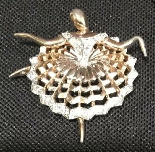 Vintage Gorgeous Boucher Signed & Numbered Ballerina Brooch Pin Gold/silver Tone