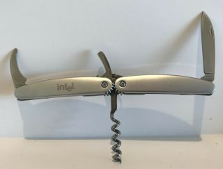 Rare Intel - Branded Corkscrew Bottle Opener With Foil Cutter,  Knife