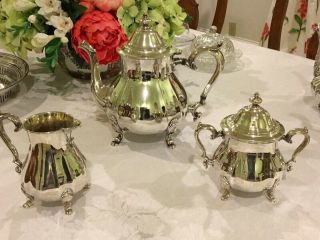 3 Piece International Silver Company Chippendale Silverplated Tea Set
