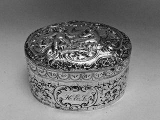 Antique 18th Century Dutch ? Silver Repousse Box Hallmarked Swan Rooster Flower