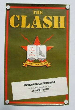 The Clash Vintage 1982 Us Combat Rock Tour Poster Dallas Punk