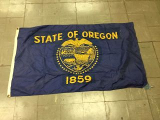 Vintage 2 Sided Oregon State Flag Annin Nyl - Glo 100 Bunting 60” X 35”