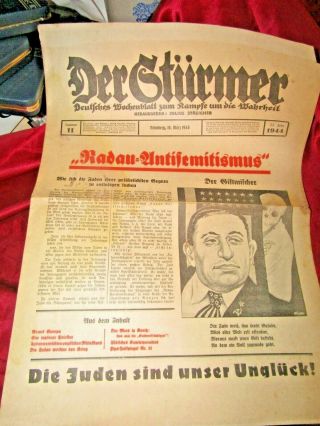 Der Sturmer Newspaper Wartime Issue Wwii German Propaganda,  For Political 12