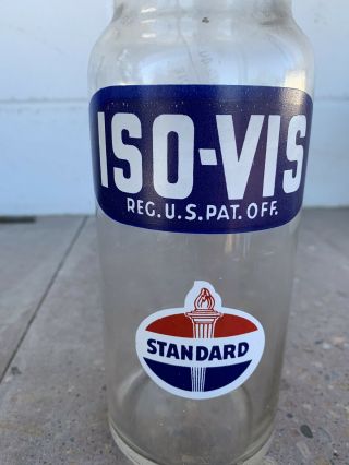 Vintage Standard Oil Co ISO VIS Glass Bottle with Cap Gas Station Oil Sign 2