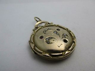 9ct Rose Gold Garnet Pearl Round Pendant Locket Antique Victorian C1890.  K60