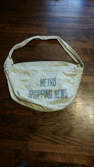Vintage Metro Detroit Shopping News Newspaper Carrier Delivery Bag Paperboy