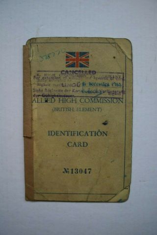 Berlin Germany,  Allied High Commission Identity Card,  Pass B.  A.  O.  R.  1950